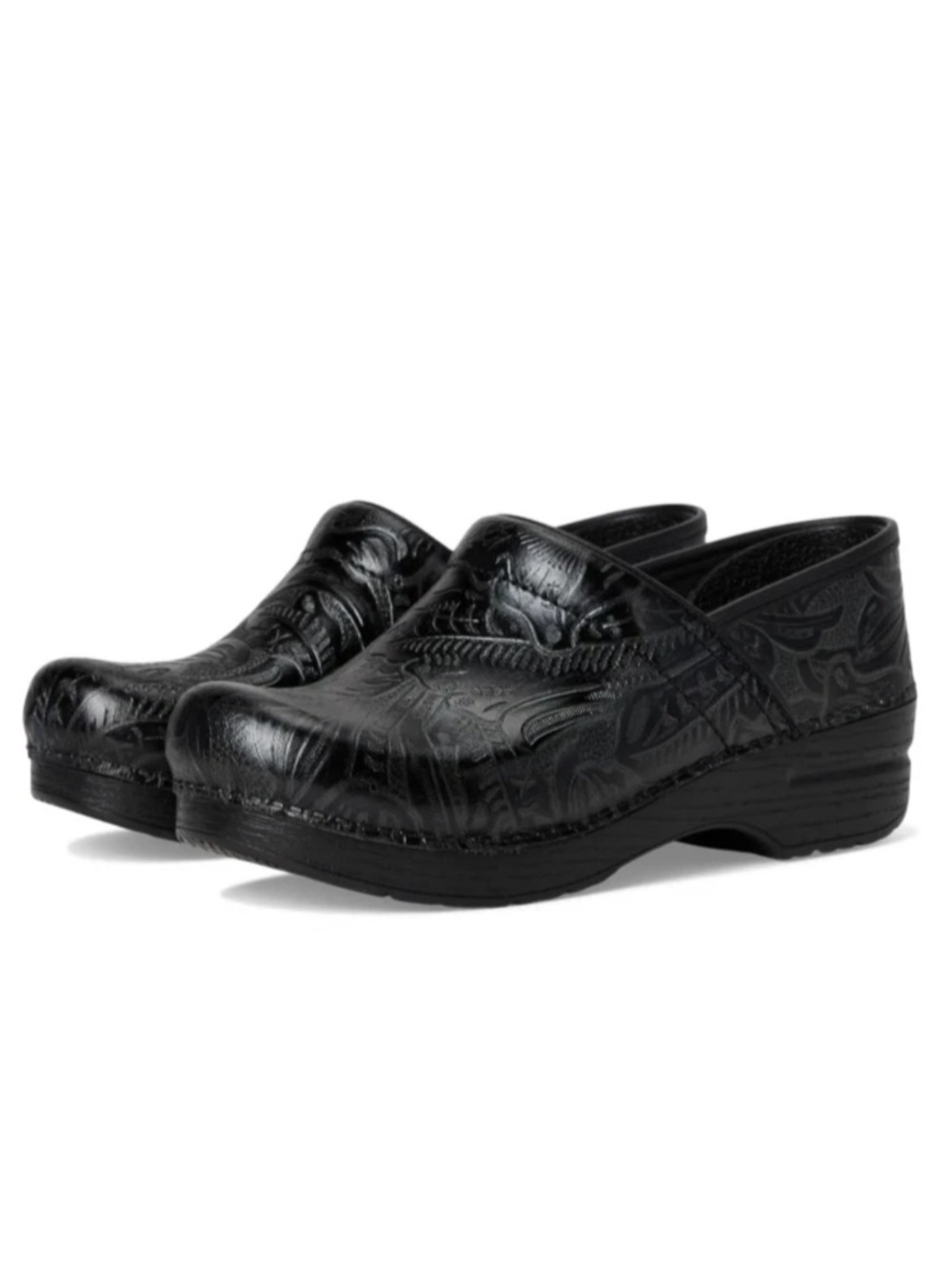 Dansko | Women's Professional Tooled Leather Clogs Size 41 Black Slip On